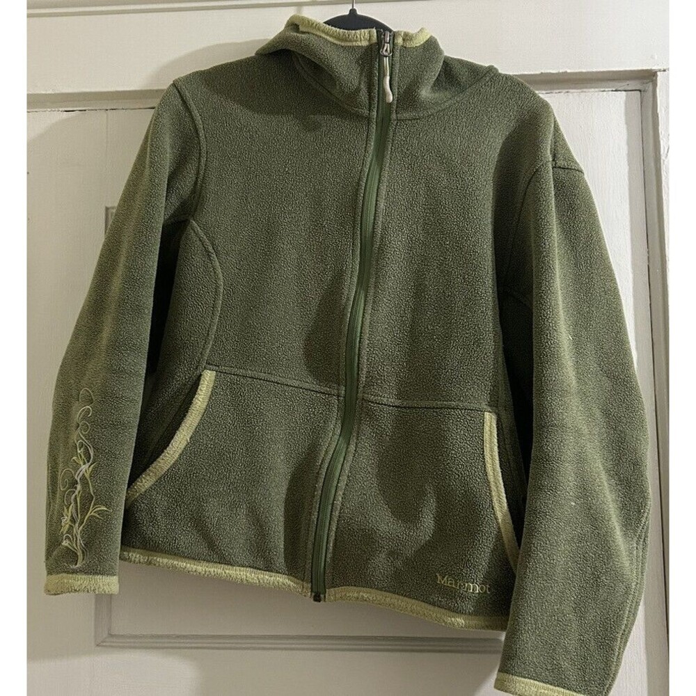 Marmot Embroidered Fleece Hoodie Jacket sz Medium